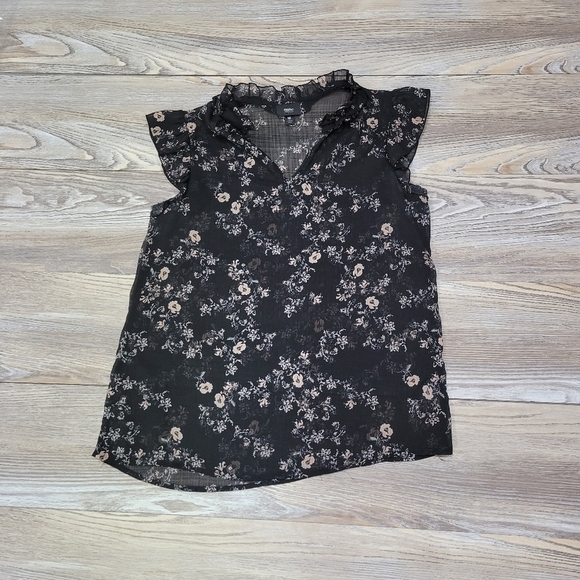 Mossimo floral sheer blouse Women's Size Medium black - Picture 8 of 8